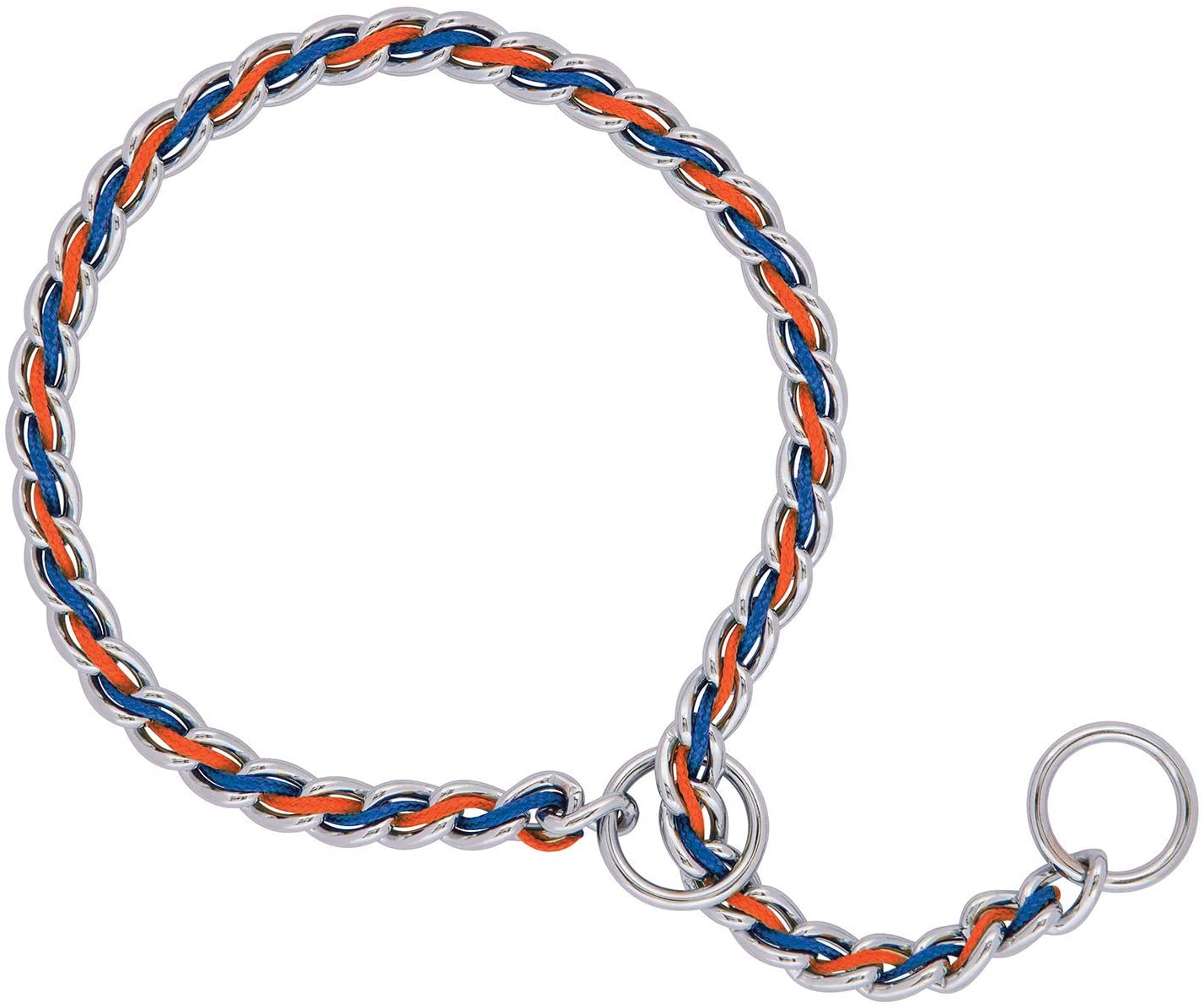 Collar de cadena deslizable trenzada azul/naranja de 22" – 3.5 mm