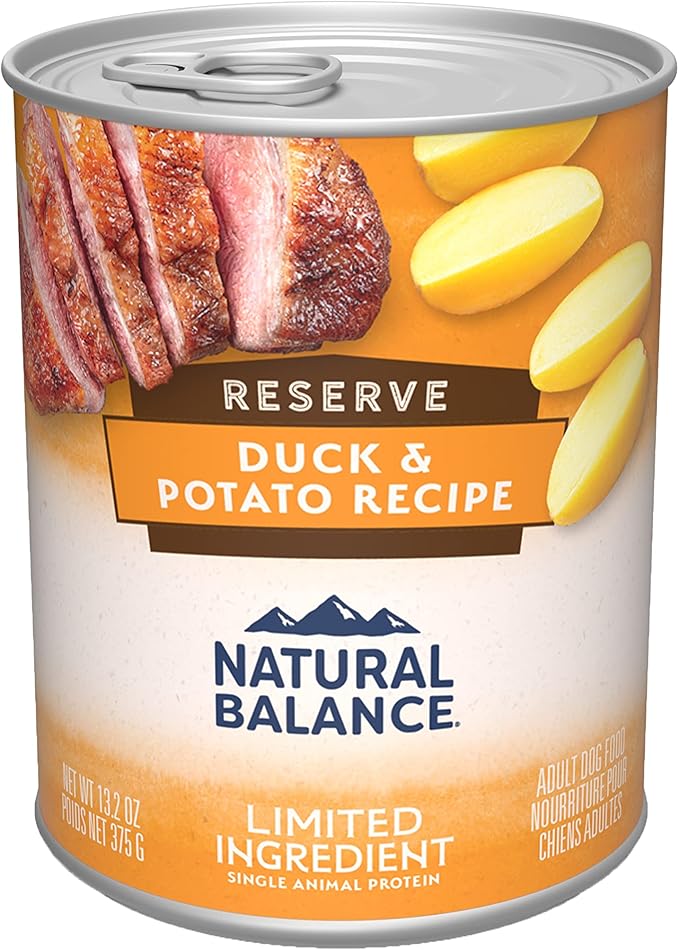 Alimento para perros Natural Balance con ingredientes limitados, pato y patata (13 oz)