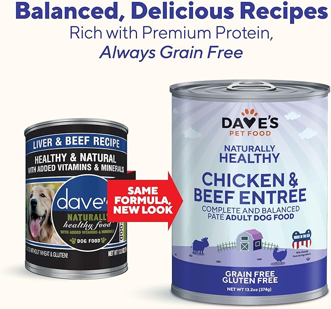 Receta de pollo y carne naturalmente saludable de Dave (13.2 oz) 