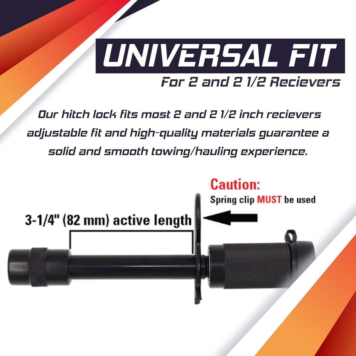 Bloqueo de receptor de enganche de remolque G2G4 con pasador de 5/8" y doble seguridad. Compatible con receptores de 2" y 2,5".