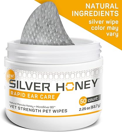 Toallitas para mascotas Silver Honey® Rapid Ear Care – 50 unidades