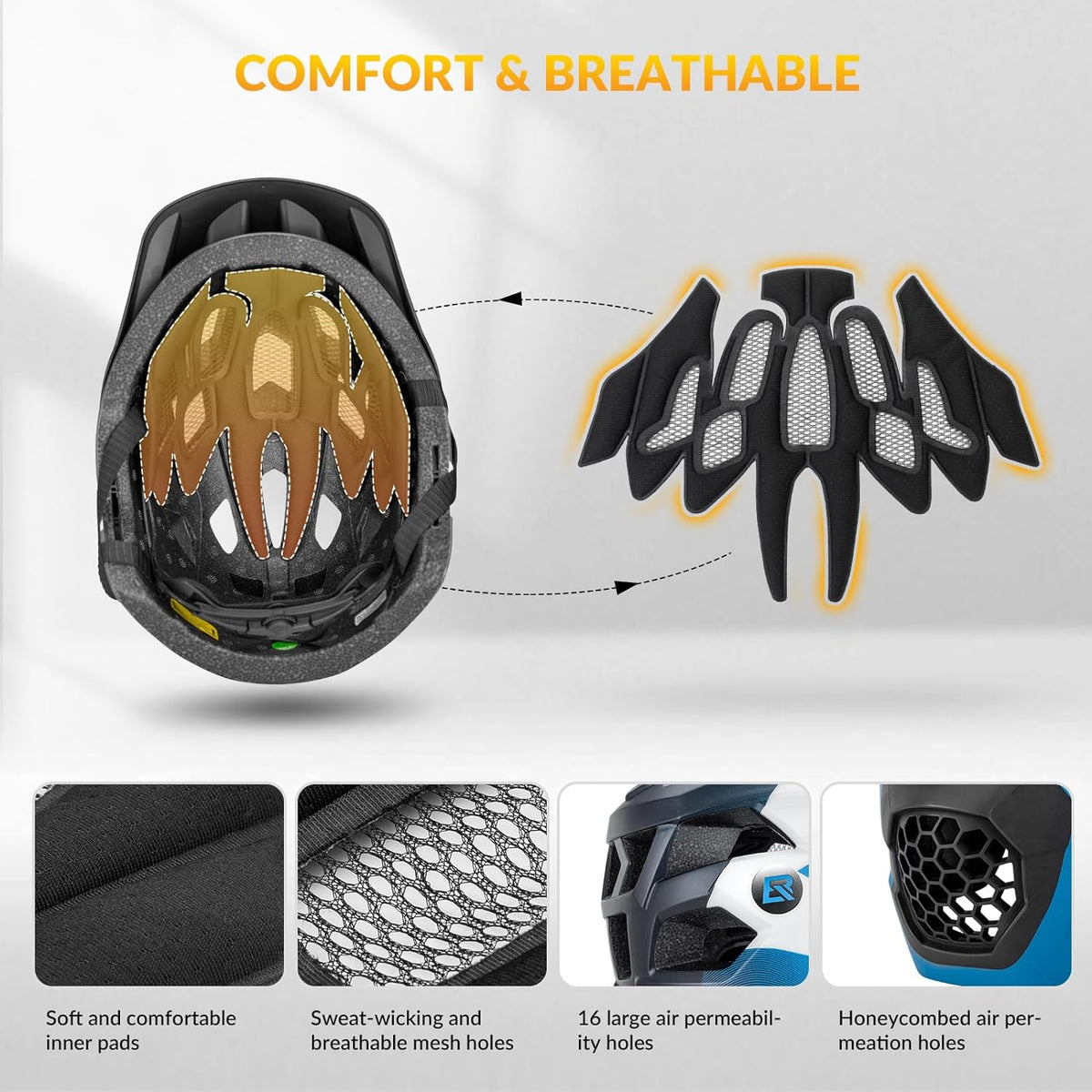 Casco integral de bicicleta ROCKBROS para niños de 5 a 14 años con mentón desmontable anticolisión 
