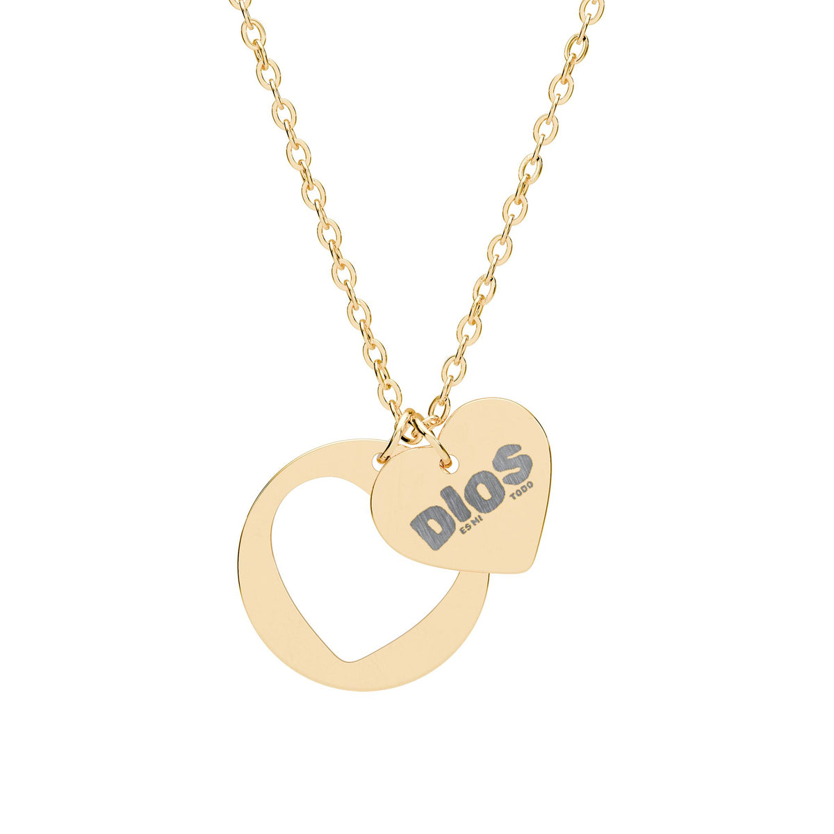 Engravable Heart Cutout Necklace — "Dios Mi Todo"