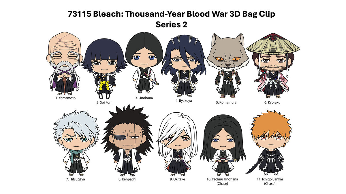 Bleach Thousand-Year Blood War Llavero de espuma 3D, Bolsa sorpresa de la serie 2