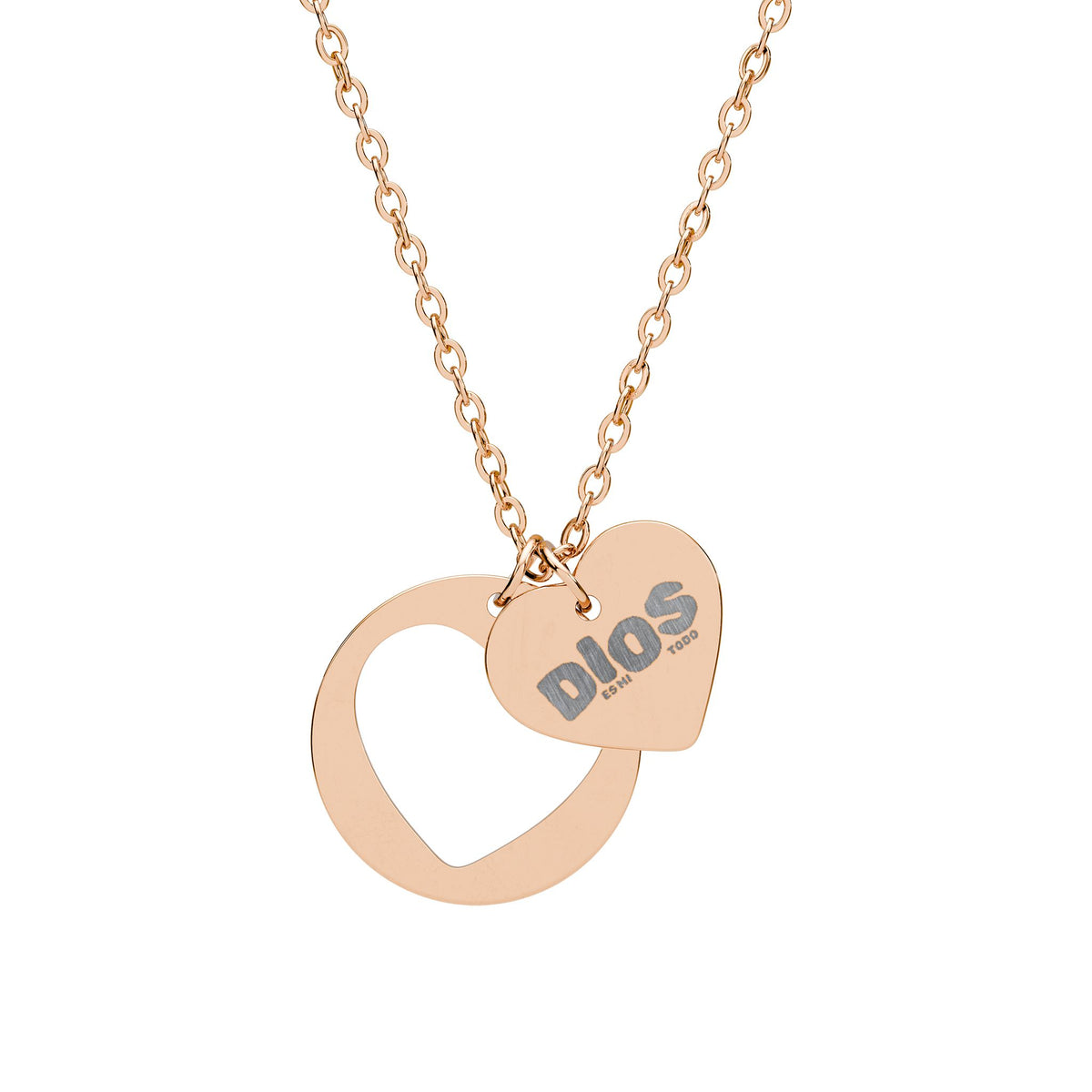 Engravable Heart Cutout Necklace — "Dios Mi Todo"