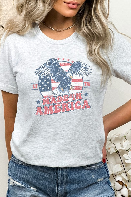 Camiseta con gráfico de águila retro de 1776, hecha en Estados Unidos