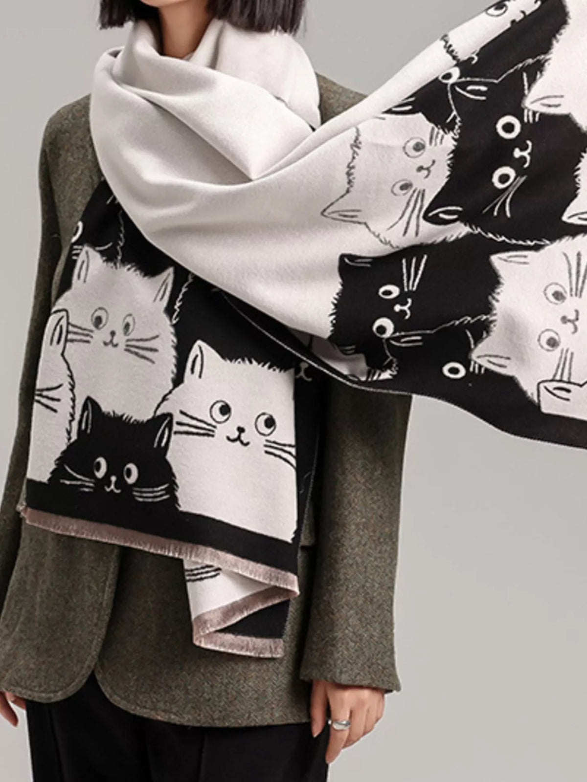 Bufanda de punto con patrón de gatito adorable