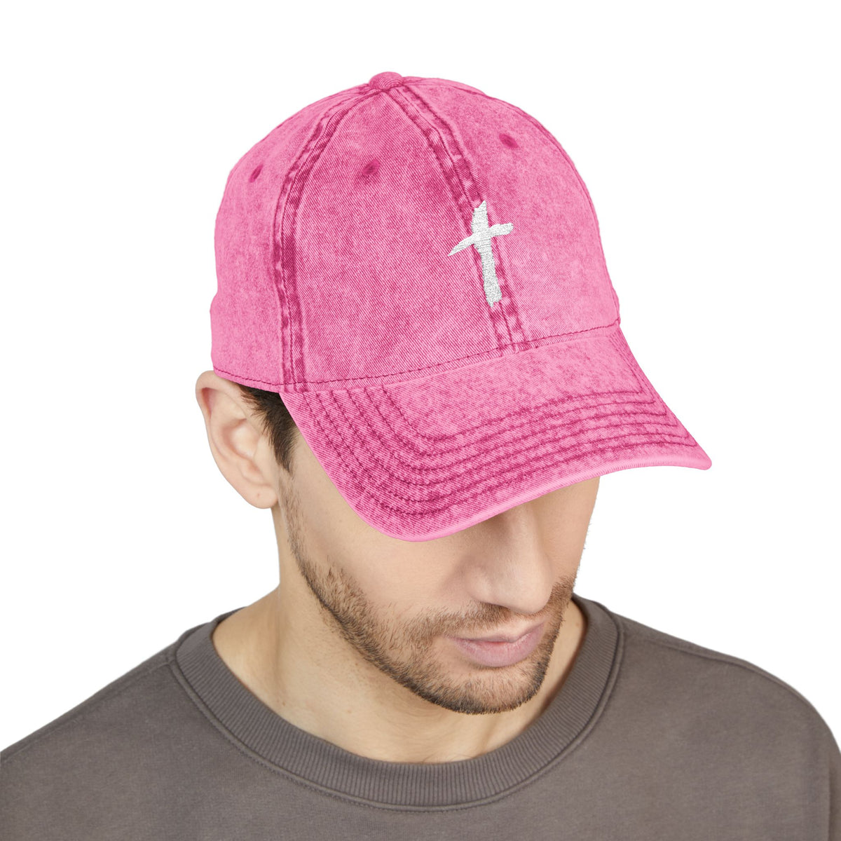 Embroidered Cross Vintage Cap