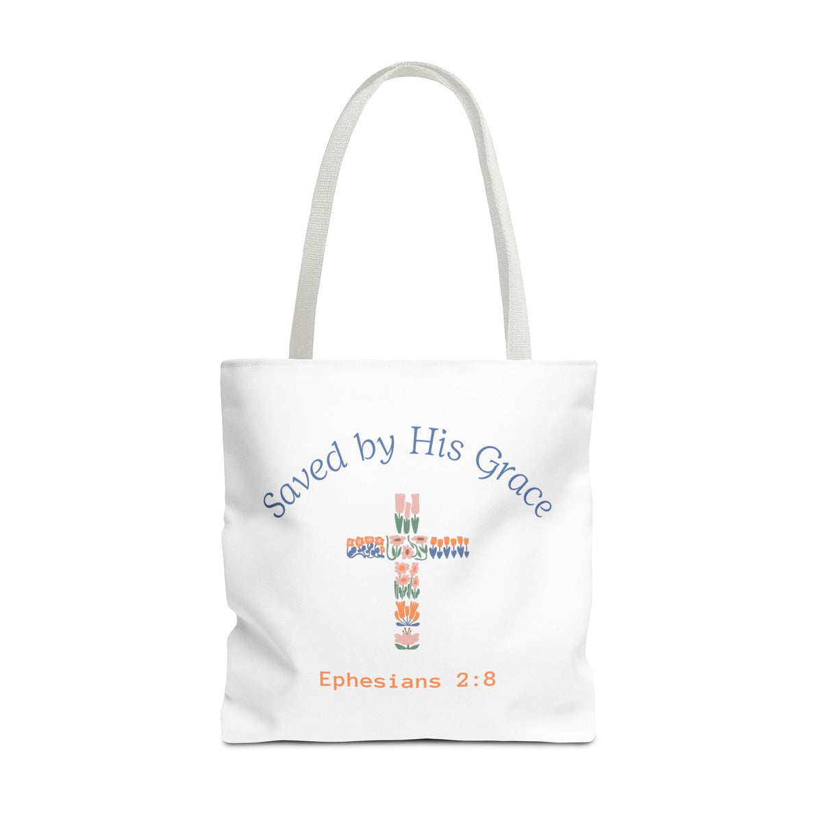 Bolsa tote cristiana — "Salva por Su gracia"