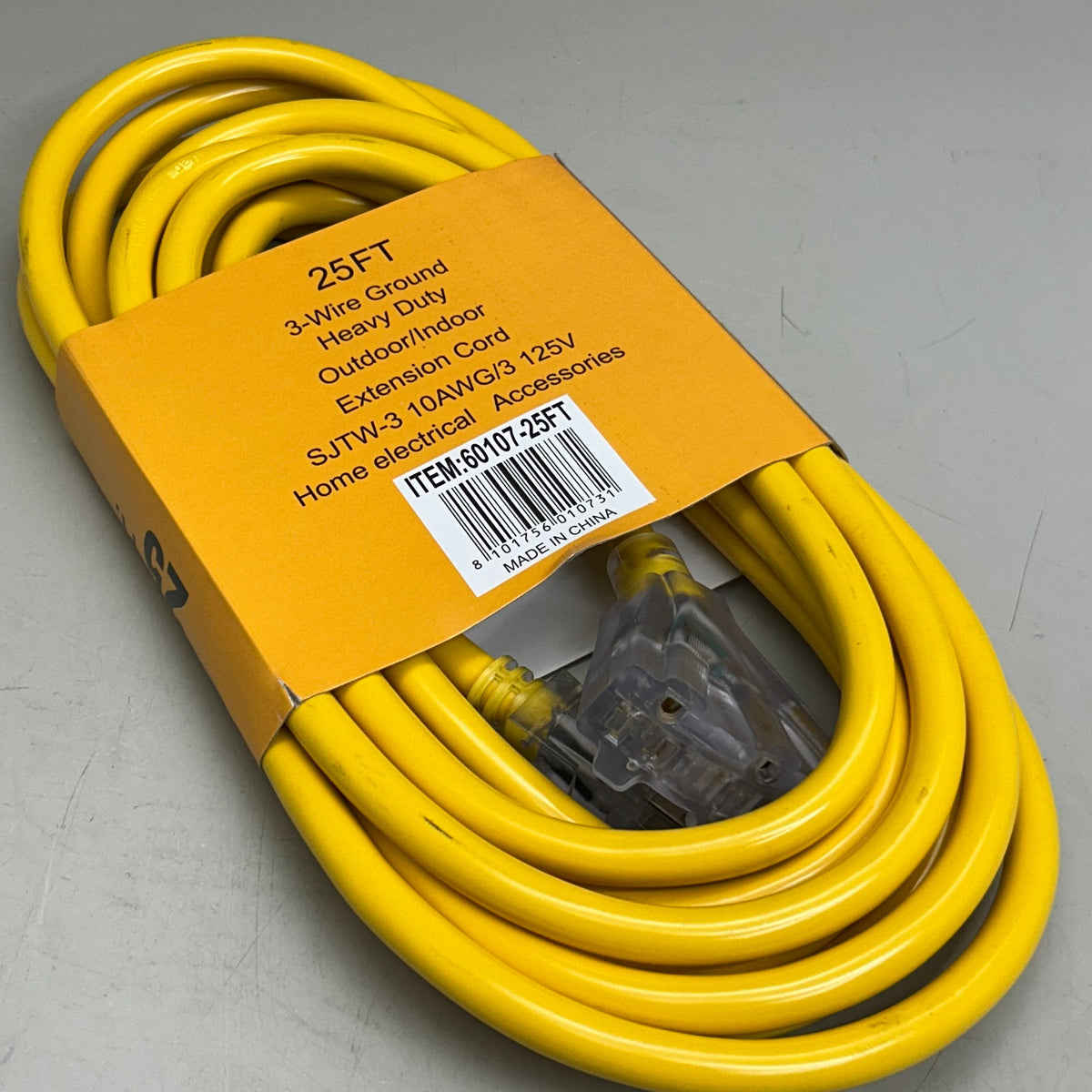 HOME ELECTRICAL ACCESSORIES  Heavy Duty Outdoor/Indoor Extension Cord  10 Gauge, 25' Yellow SJTW-3