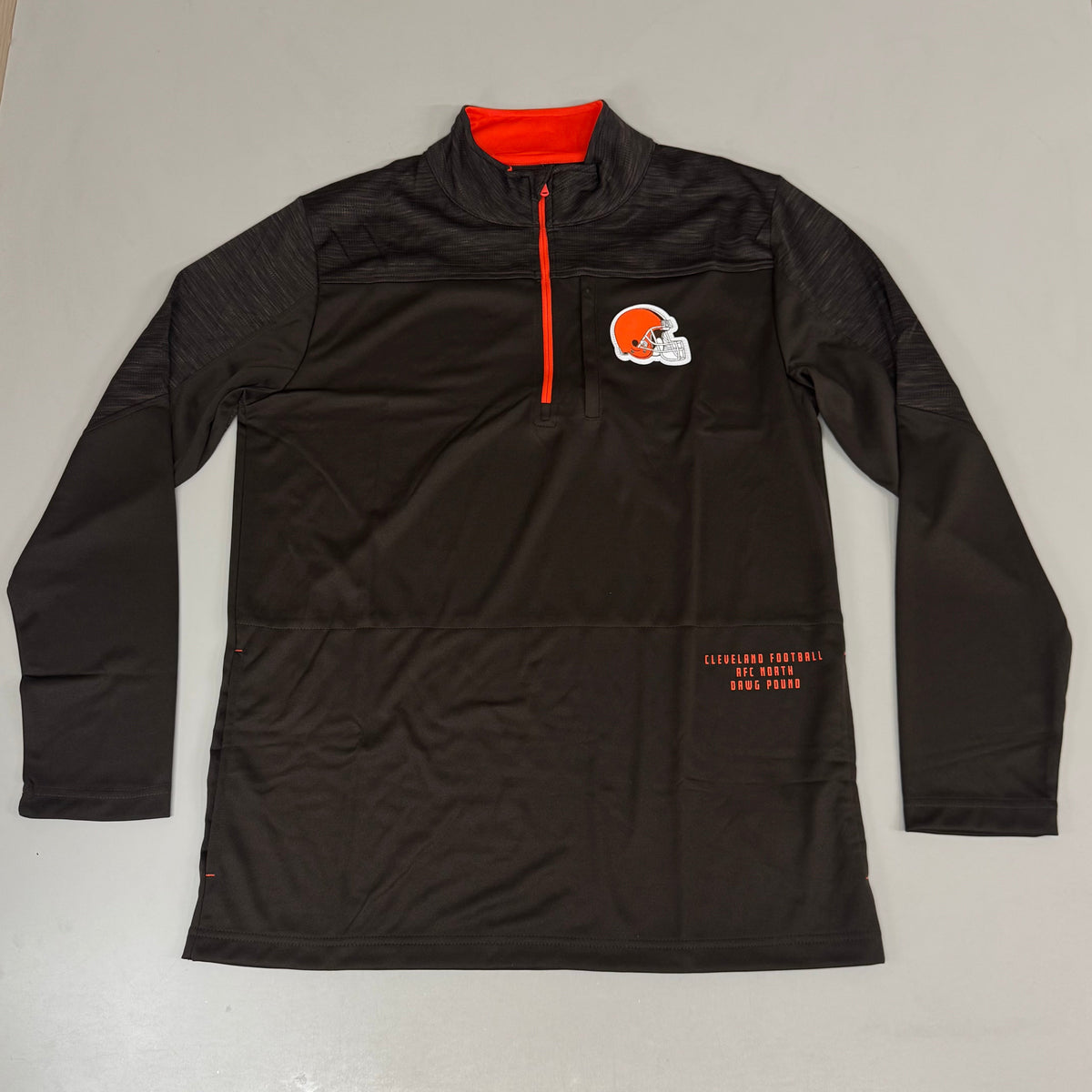 Camiseta NFL Cleveland Browns con cremallera de un cuarto, manga larga, talla L, marrón, 1802969