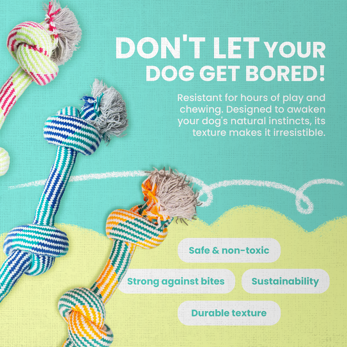 Get'N Knotty Rope Toy – Heavy Duty Cotton Tug & Chew