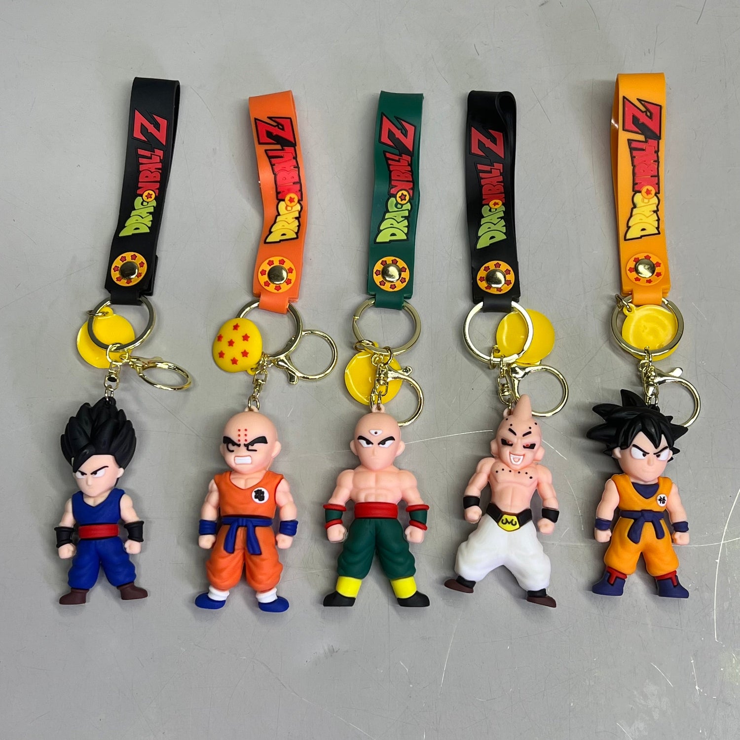 DRAGON BALL Z  (12 PACK) Assorted Anime Characters Keychain w/ Wrist Band 9"