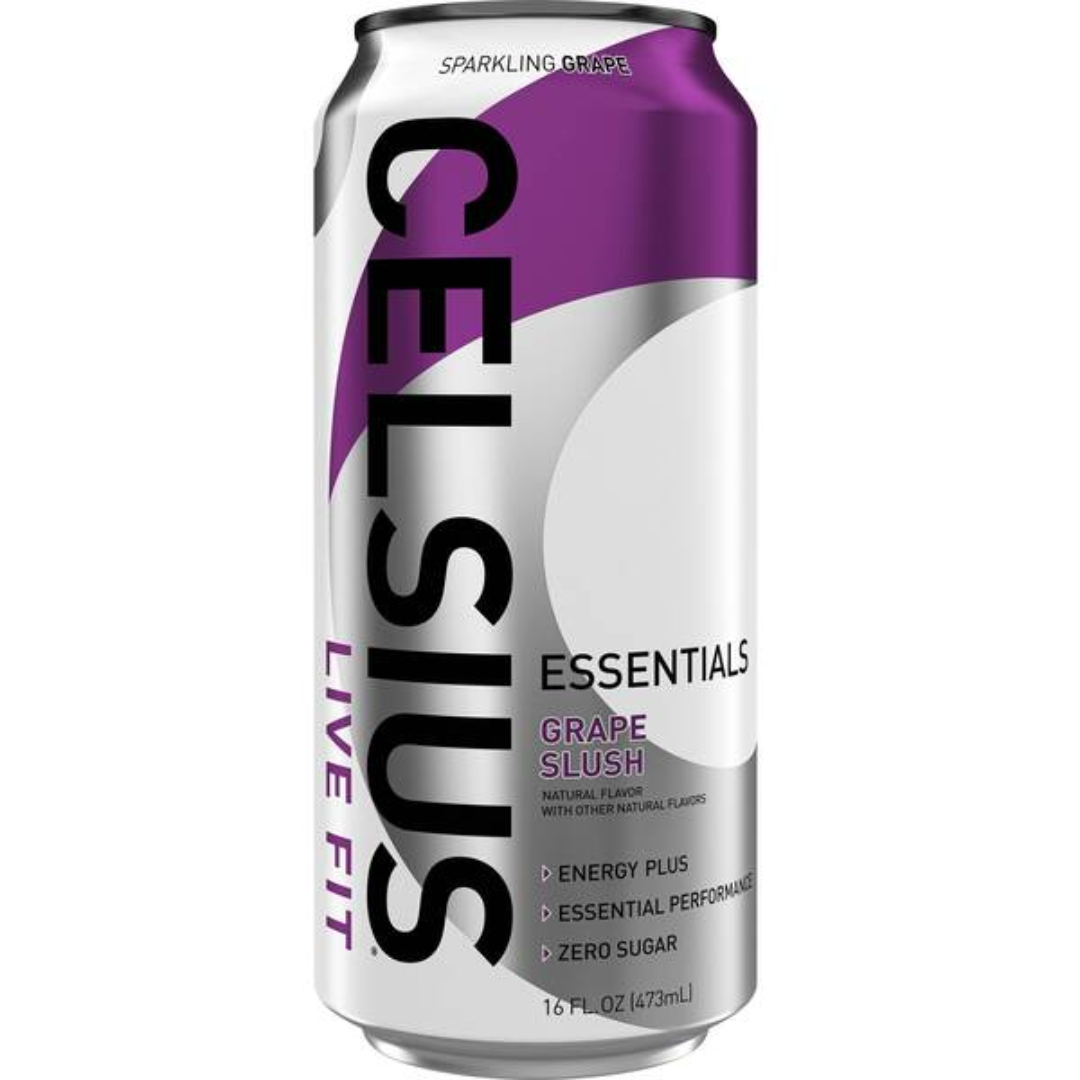 Bebida energética con gas Celsius Essentials Grape Slush (16 oz)