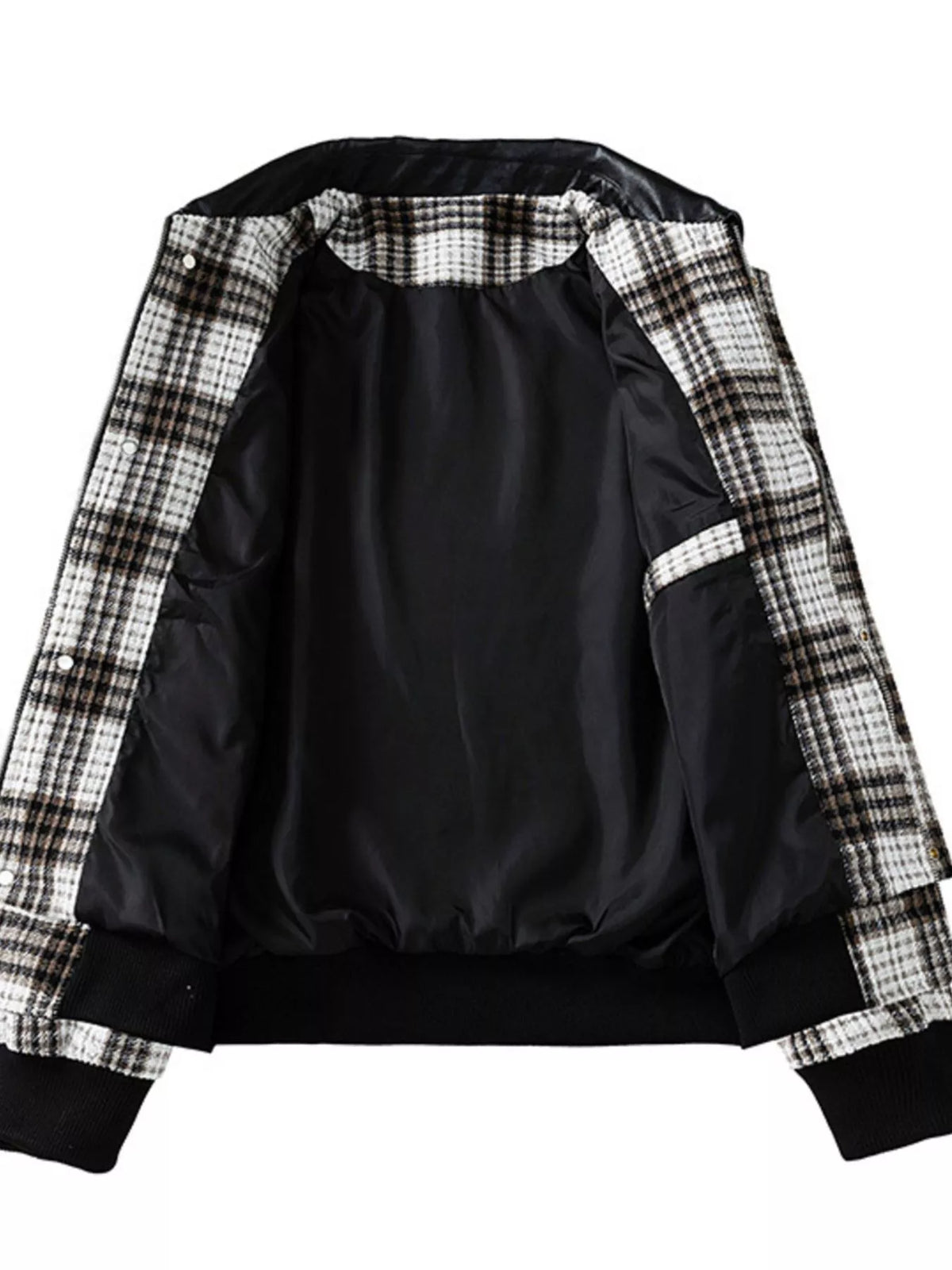 Men's Plus Size Plaid Pattern Snap Down Casual Jacket