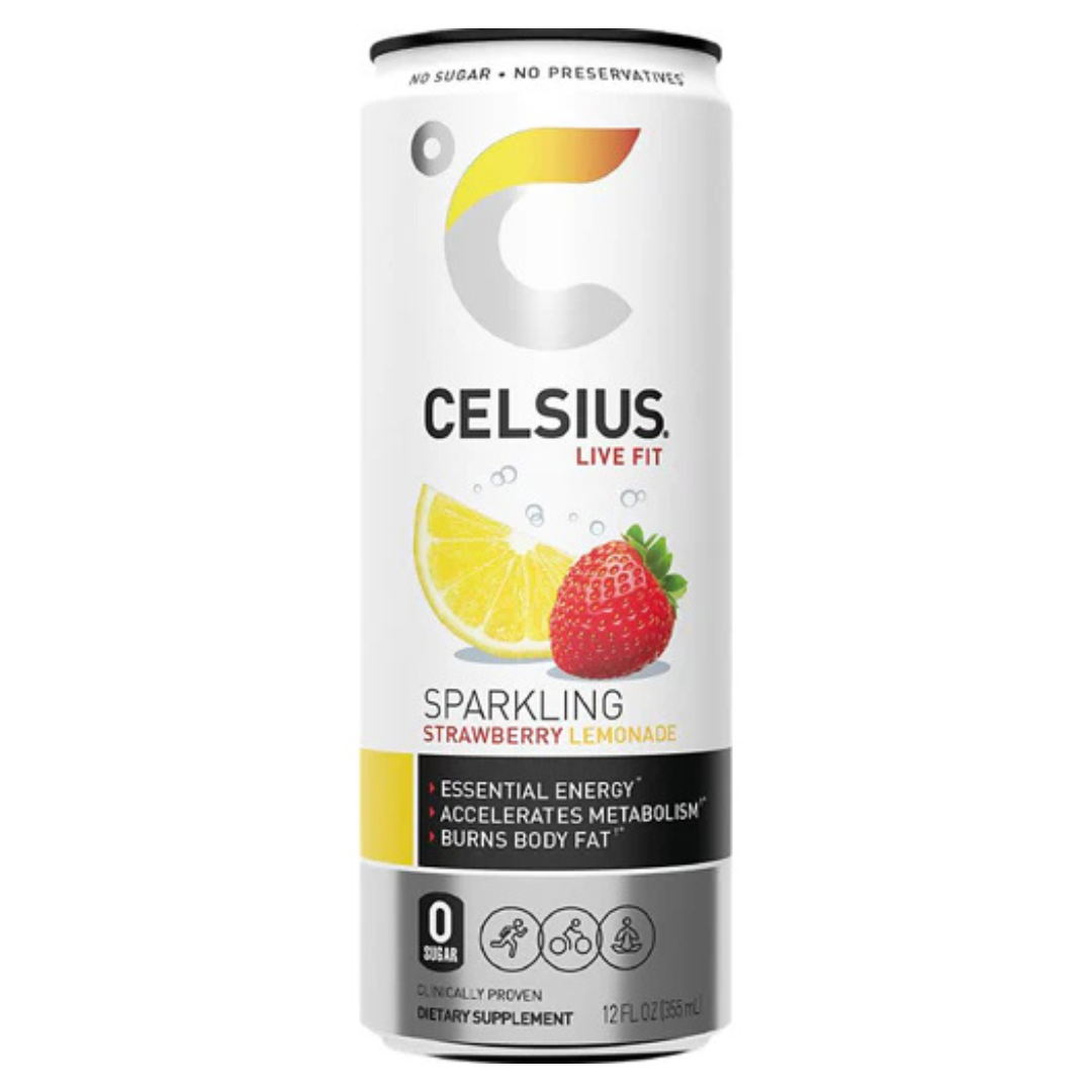 Bebida energética Celsius Live Fit con limonada de fresa y gas (355 ml)