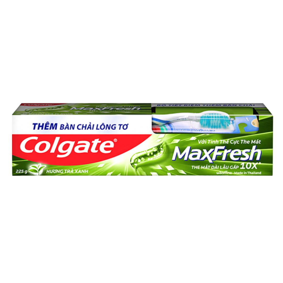 Kit de pasta dental Colgate Max Fresh Cooling Crystals con té verde y cepillo de dientes (225 ml)