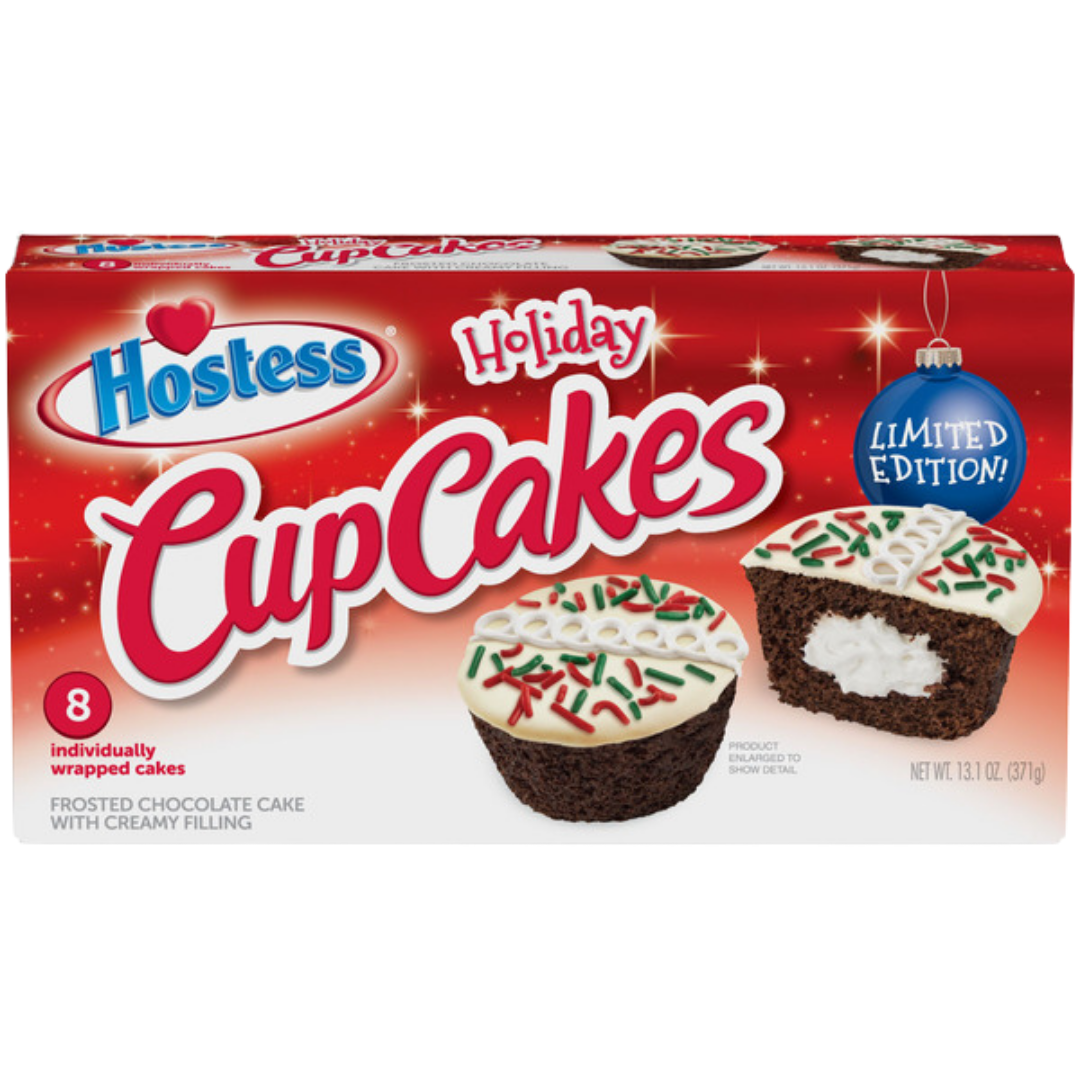 Hostess Holiday Cupcakes Frosted Chocolate Cake with Creamy Filling Box of 8 units