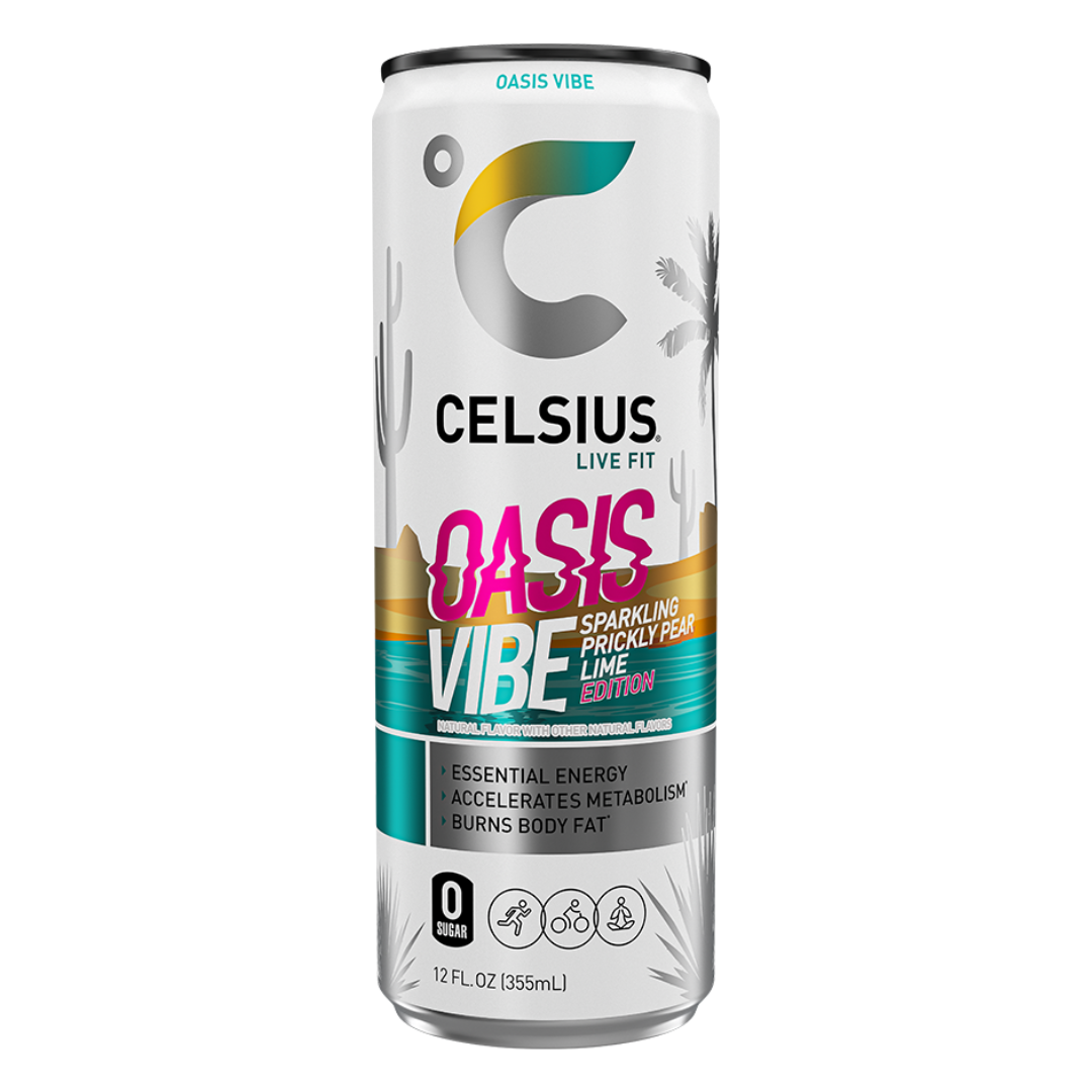 Bebida energética con gas Celsius Vibe Oasis Vibe Prickly Pear Lime (355 ml)