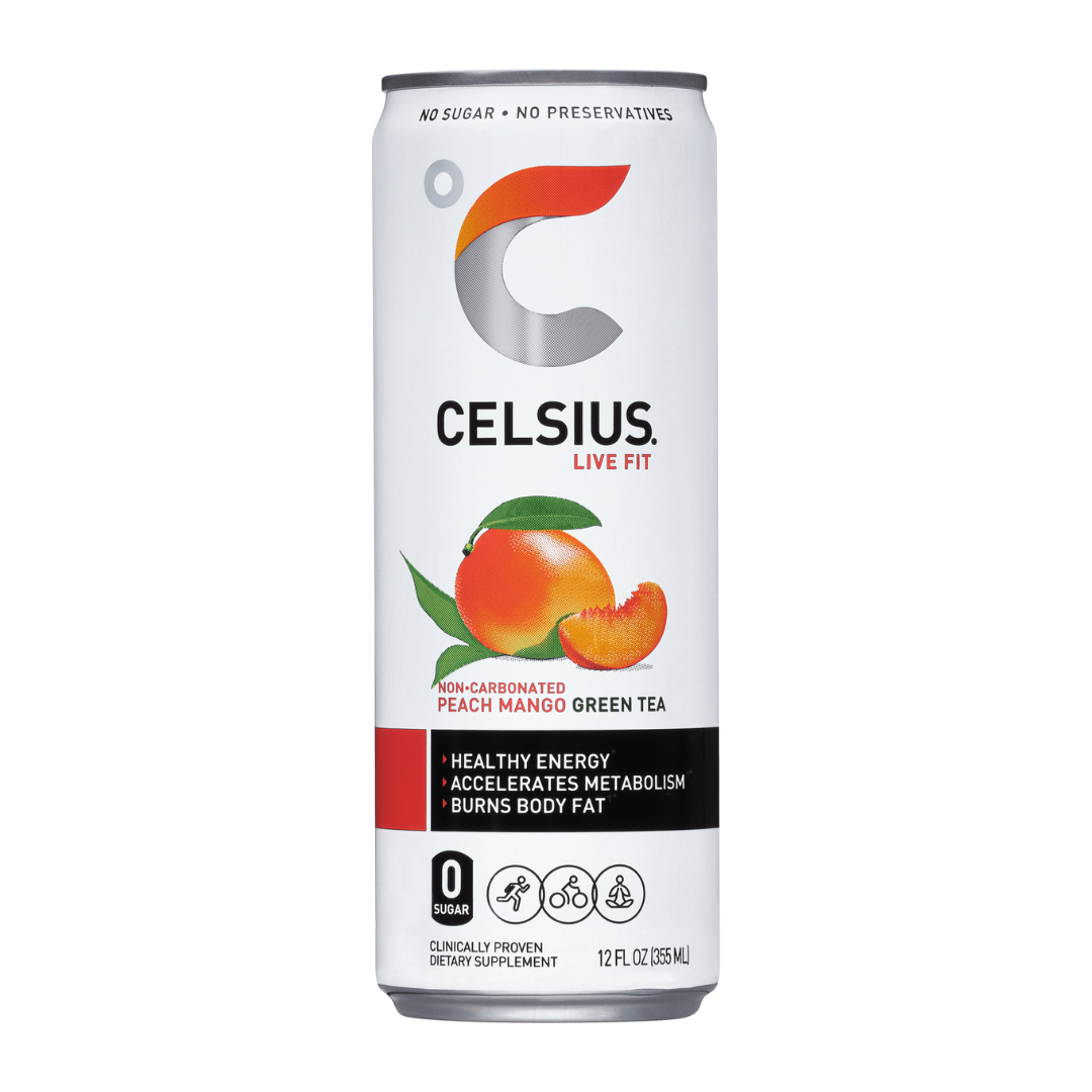 Bebida energética sin gas Celsius Live Fit de té verde, melocotón y mango (355 ml)