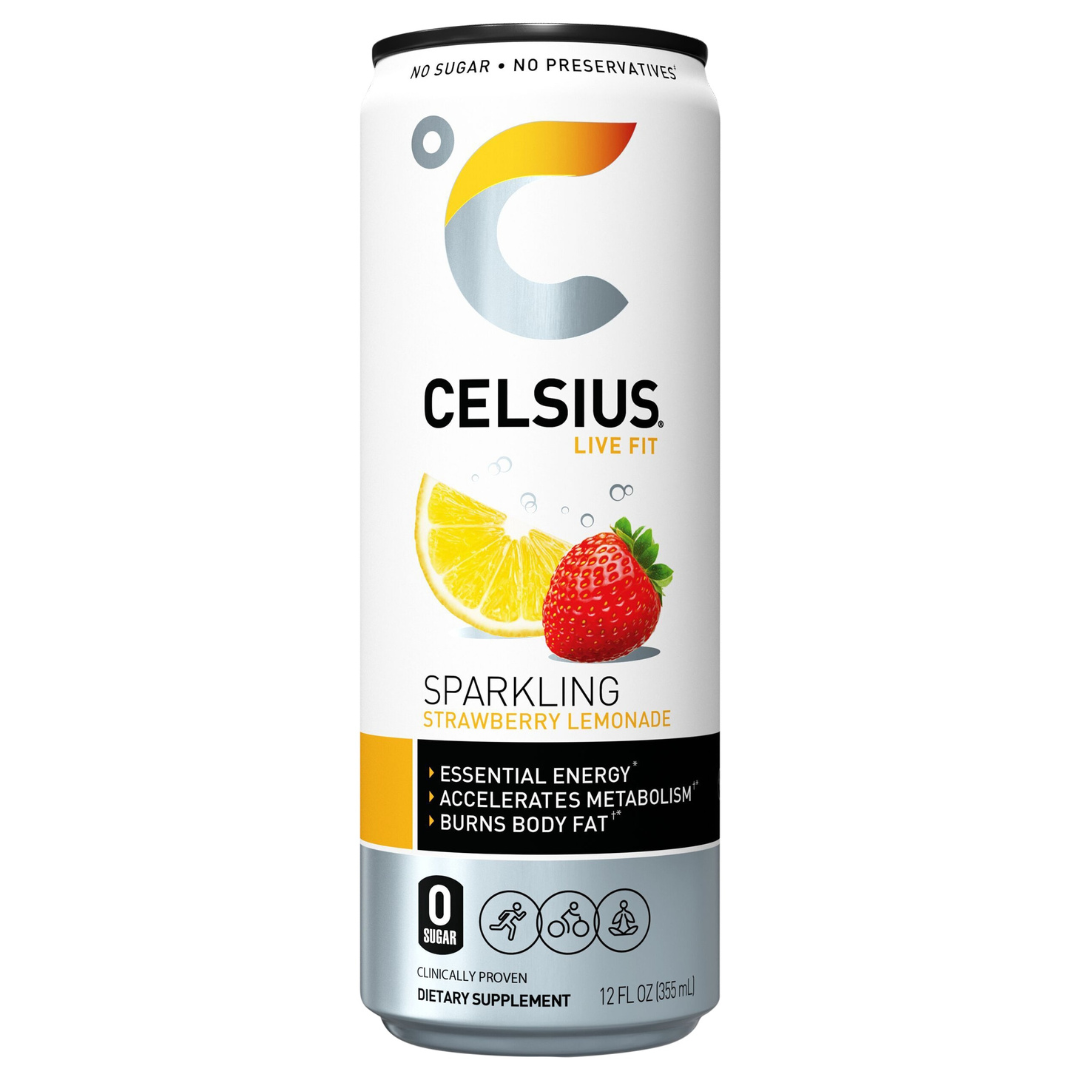 Bebida energética Celsius Live Fit con limonada de fresa y gas (355 ml)