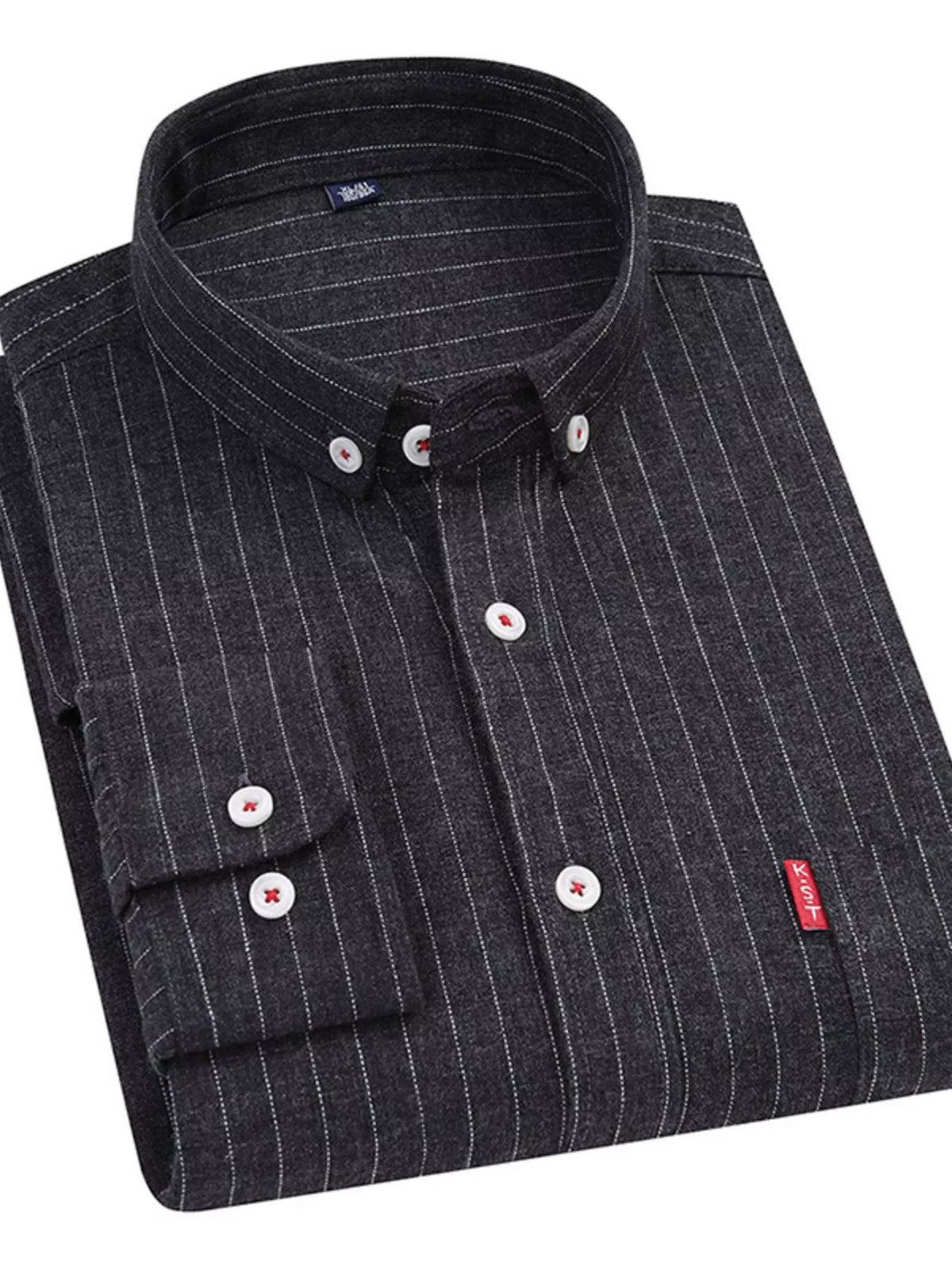 Camisa informal de manga larga a rayas de talla grande para hombre
