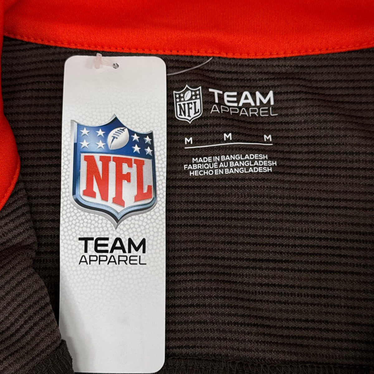 Camiseta NFL Cleveland Browns con cremallera de un cuarto, manga larga, talla M, marrón, 1802969
