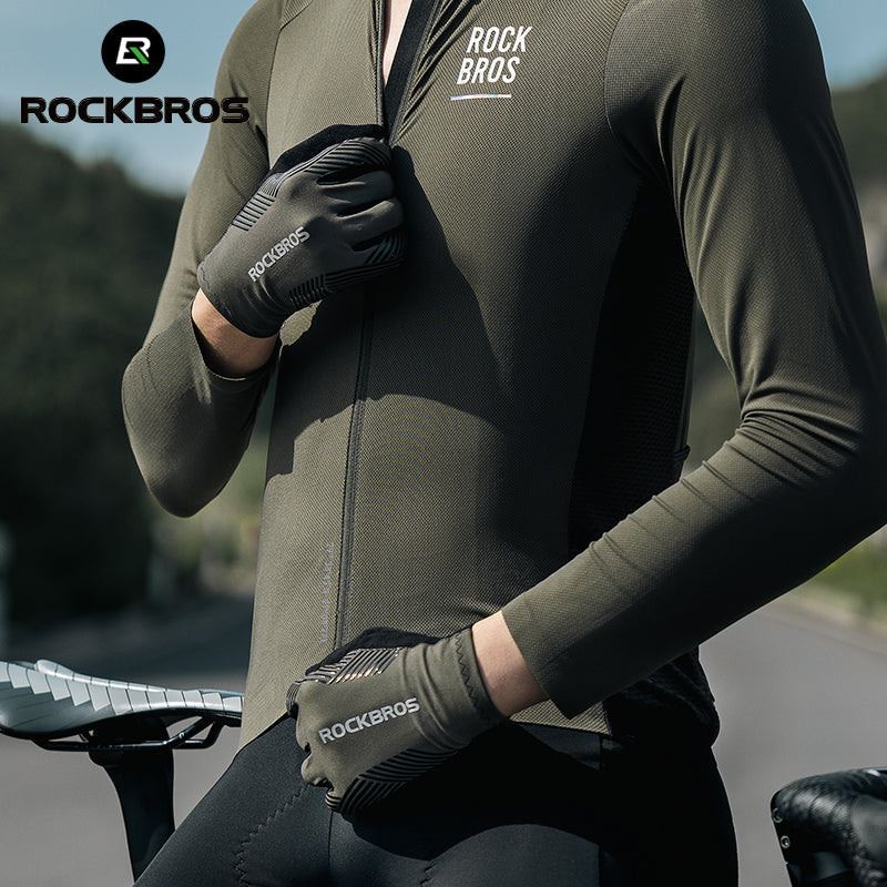 Guantes de MTB ROCKBROS: guantes de ciclismo antideslizantes con pantalla táctil y dedos completos 