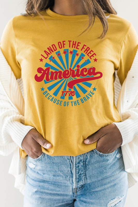 Camiseta gráfica América, tierra de los libres y de los valientes