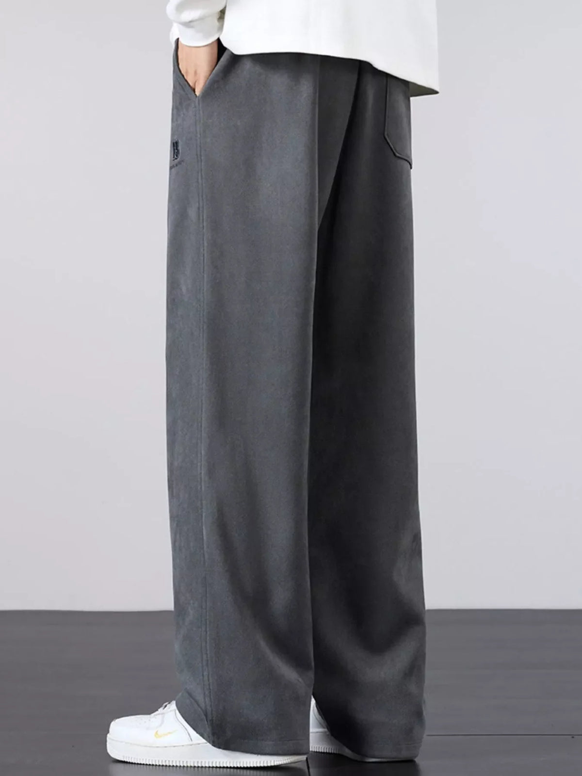 Pantalones casuales de talla grande para hombre, holgados con cordón