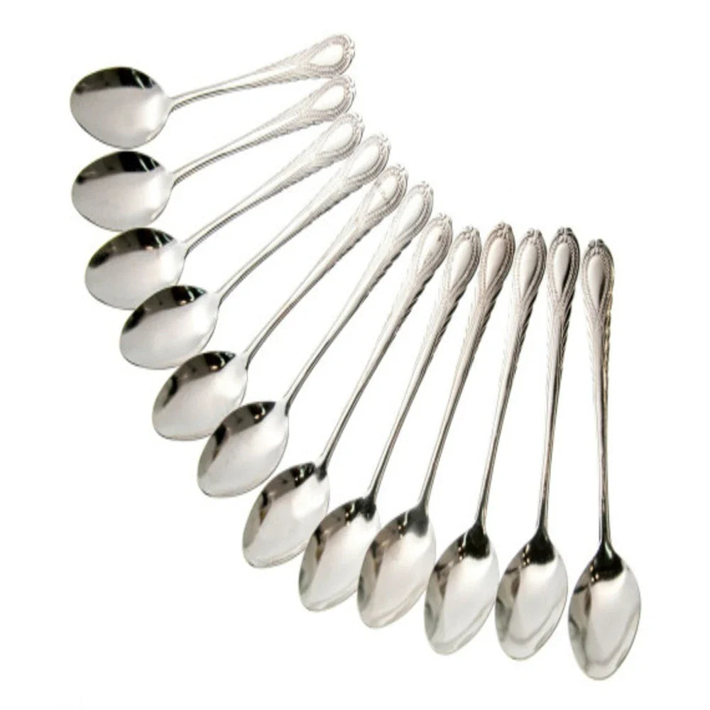 Heavy-Duty Stainless Steel Spoons (12-Piece Pack, 25-Unit Bulk Box)