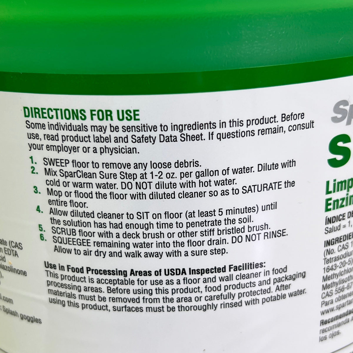 Limpiador de pisos enzimático sin enjuague SPARTAN Sparclean Sure Step, 1 galón, verde, 59