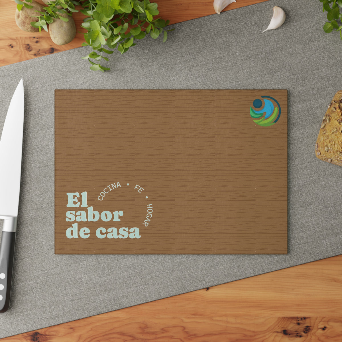 Tabla de cortar de cristal — «El sabor de casa»