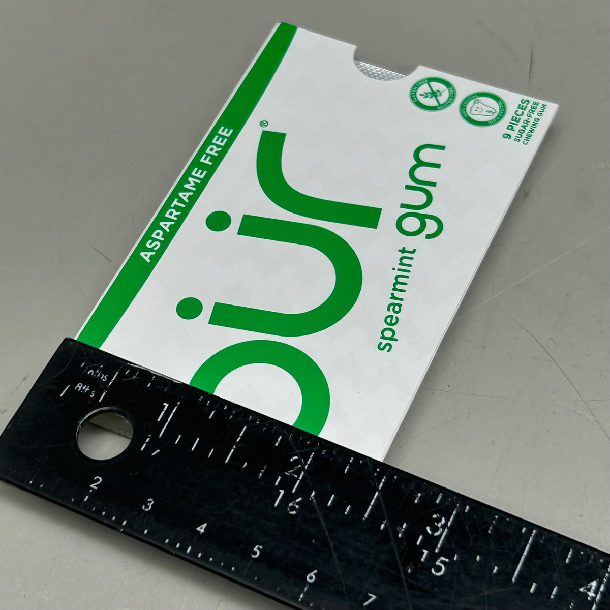 Chicle de hierbabuena sin azúcar PUR (sin aspartamo) – 12 paquetes (9 unidades cada uno)