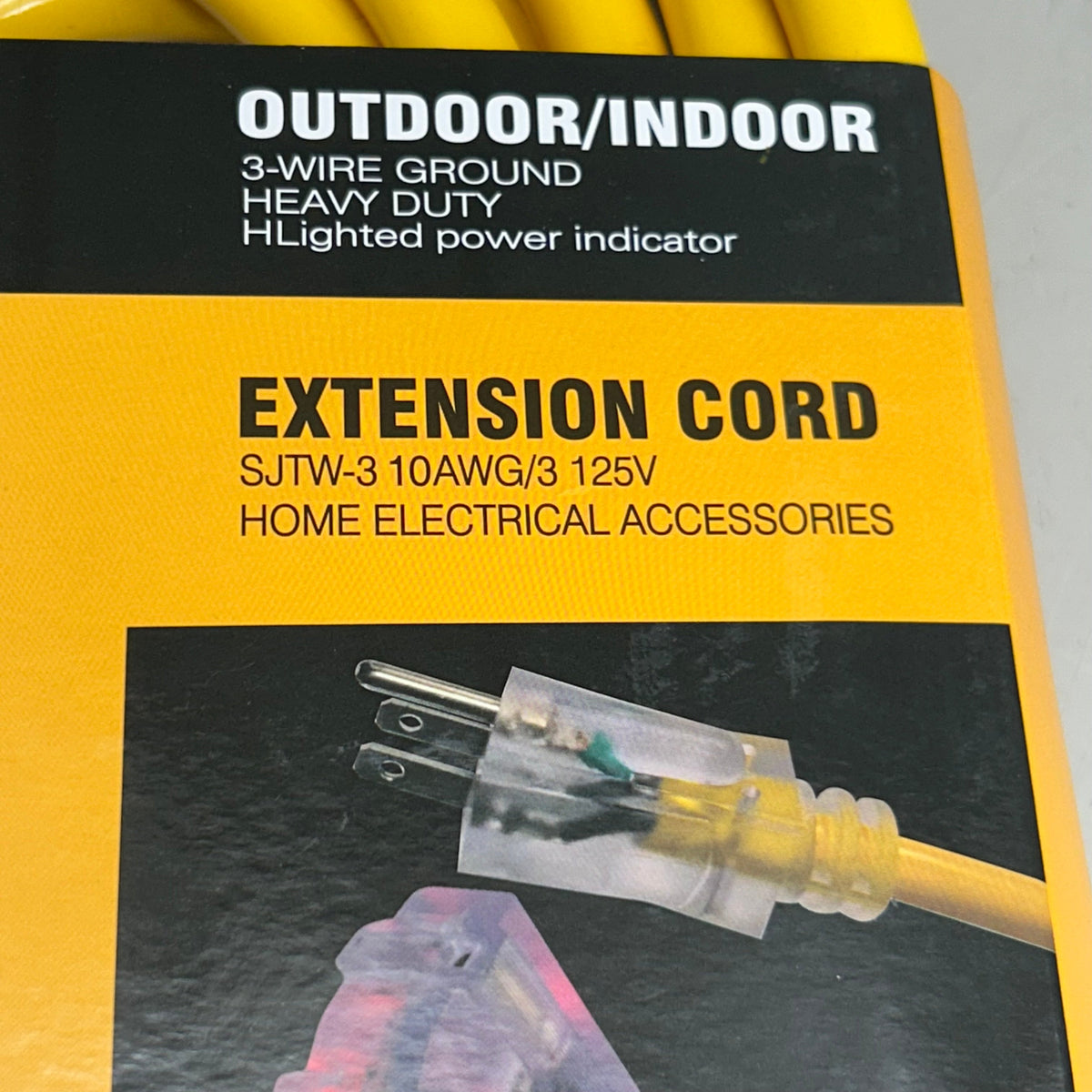 HOME ELECTRICAL ACCESSORIES  Heavy Duty Outdoor/Indoor Extension Cord  10 Gauge, 25' Yellow SJTW-3