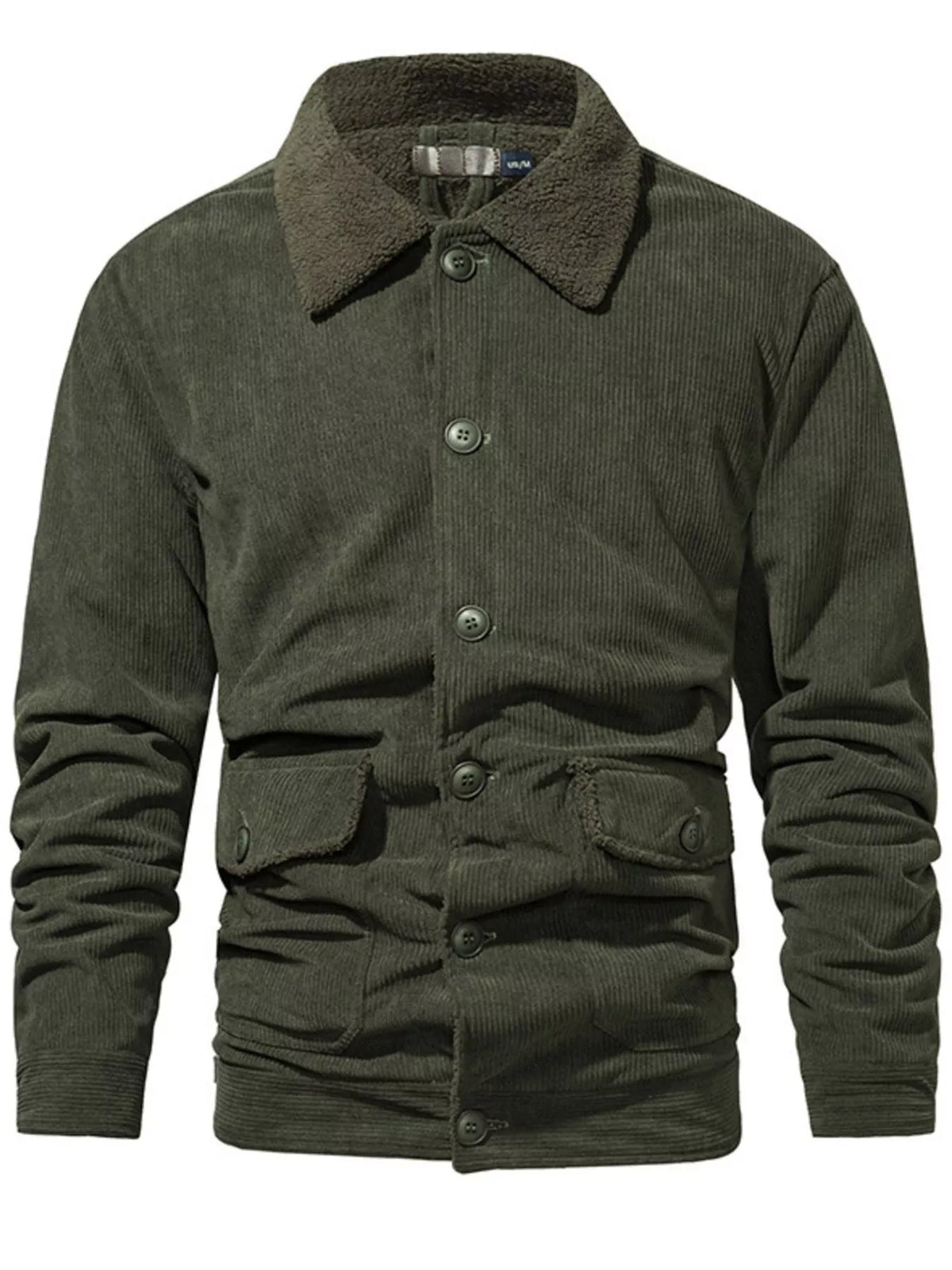 Chaqueta con botones de pana y forro Sherpa para hombre