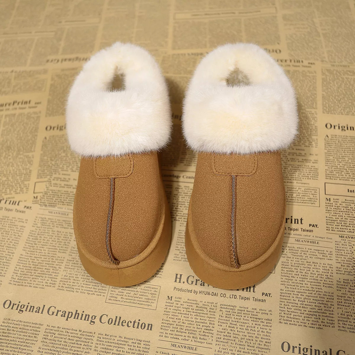 Botas de plataforma con ribete peludo