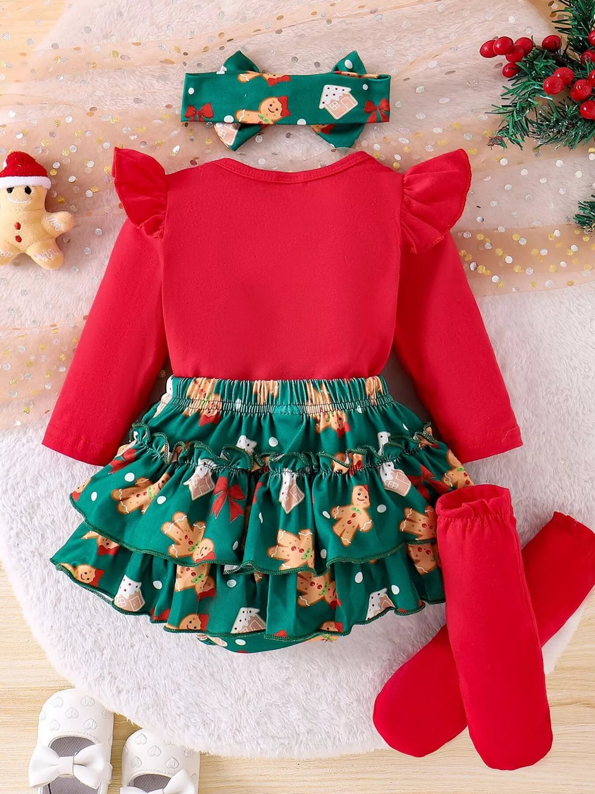 Conjunto de niña con volantes My First Christmas
