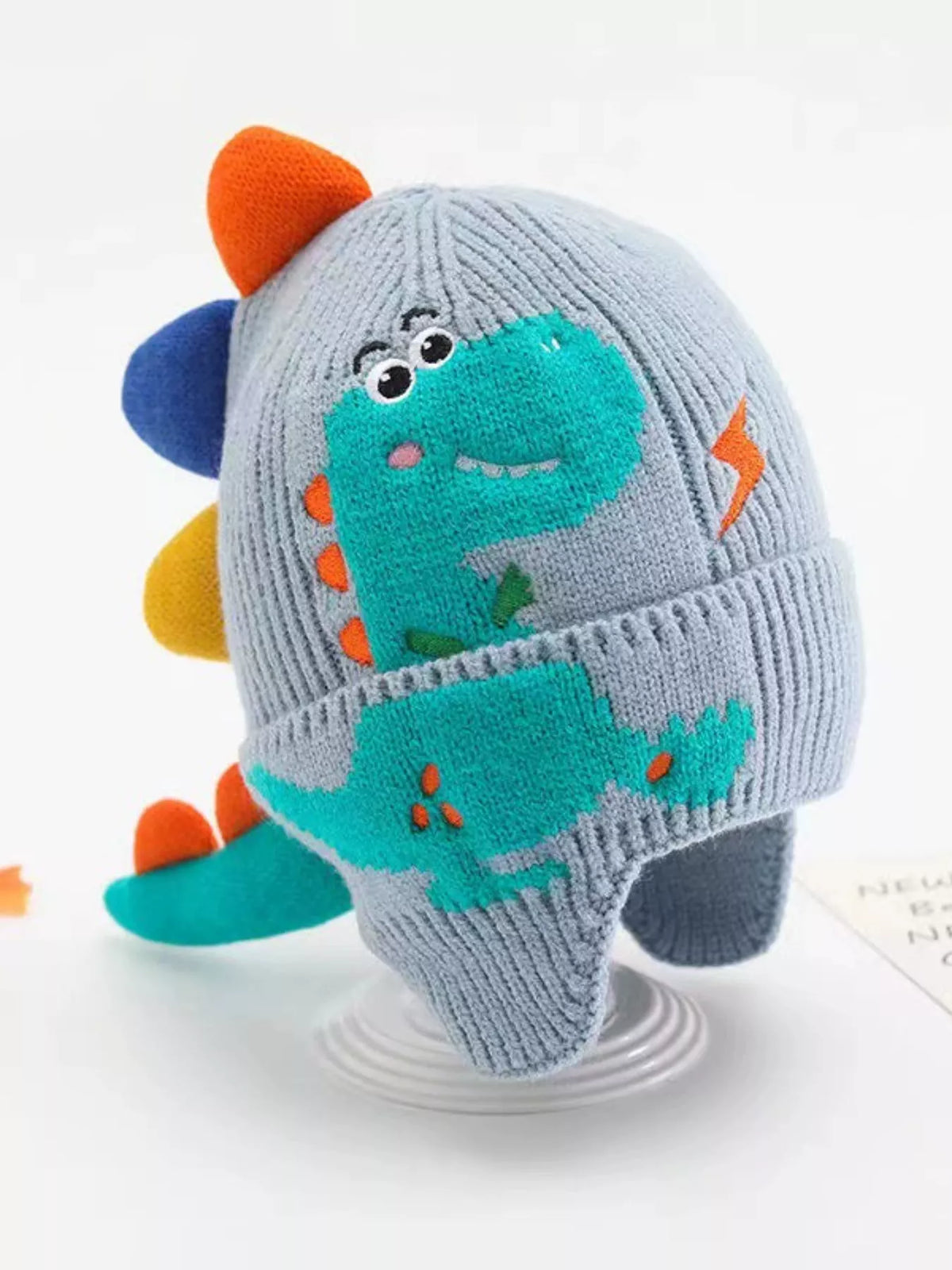 Gorro de dinosaurio de punto para niños