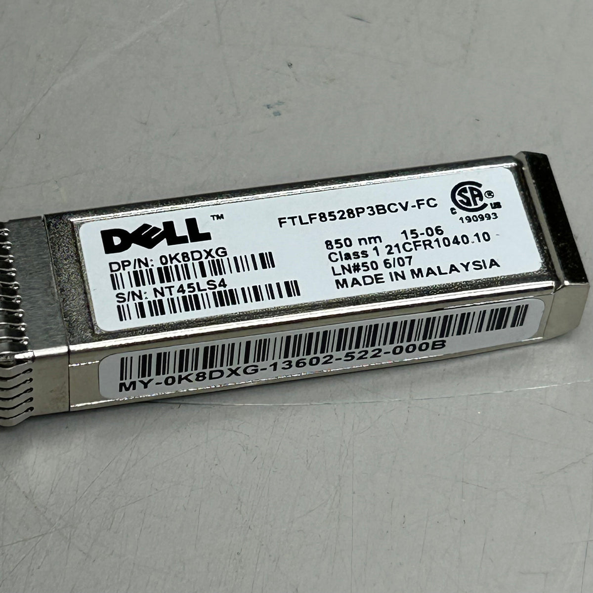 Transceptor DELL Networking de 850 nm de longitud de onda 8Gbe FTLF8528P3BCV-FC