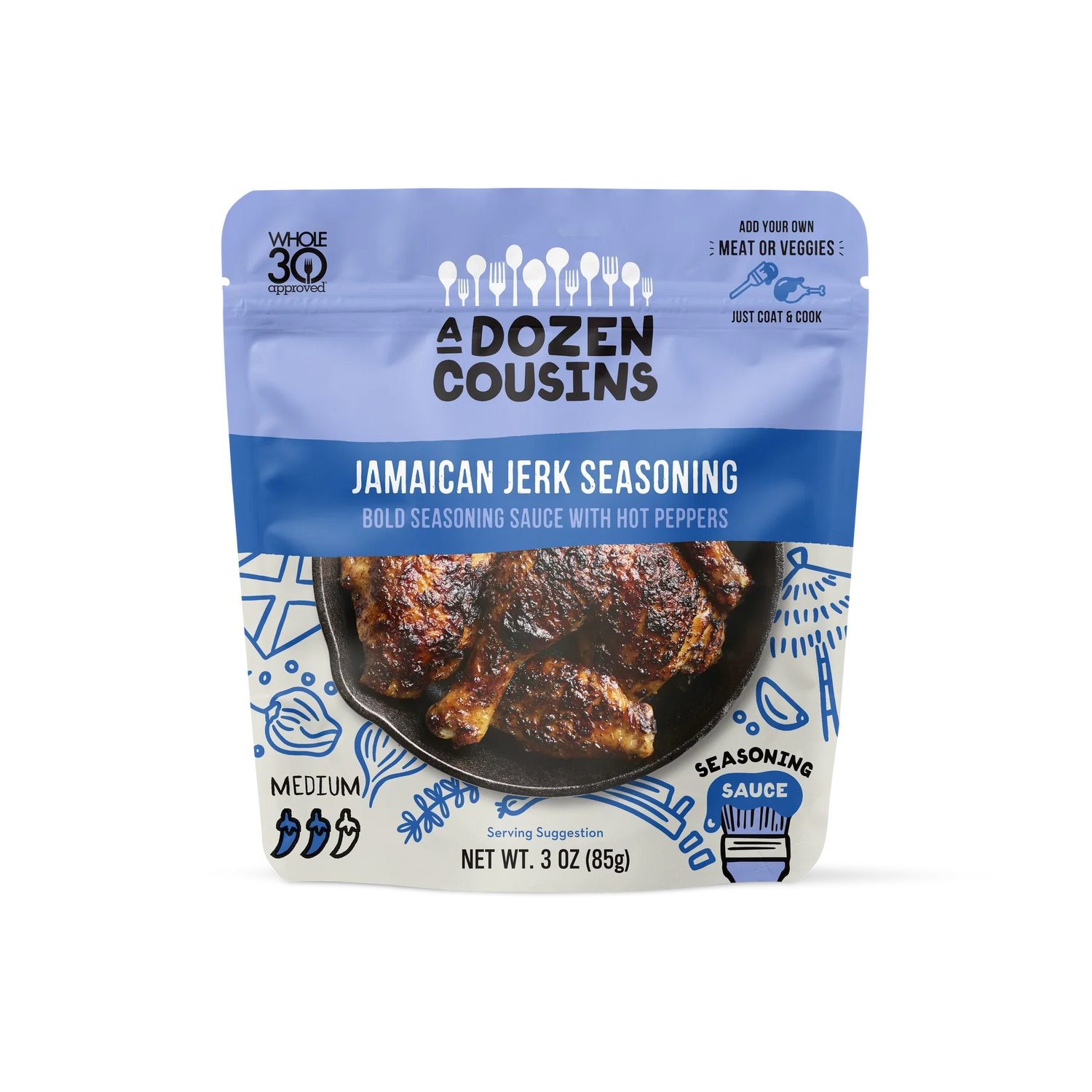 Salsa jamaiquina Jerk A Dozen Cousins, 3 oz (paquete de 10) - Auténtico sabor caribeño