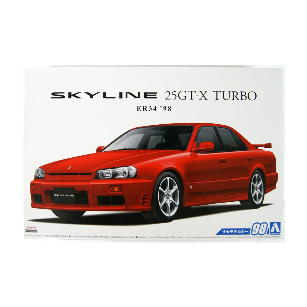 Aoshima: 1/24 NISSAN ER34 SKYLINE 25GT-X TURBO '98 Scale Model Kit 