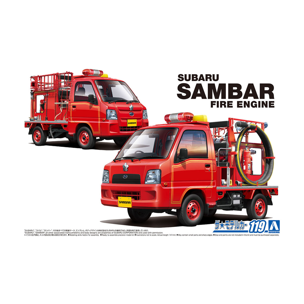 Aoshima: 1/24 Subaru TT2 Sambar Fire Engine '11 Scale Model Kit 