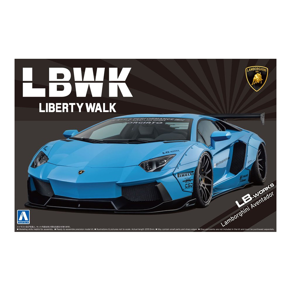 Aoshima: 1/24 LB-Works Lamborghini Aventador Ver. 1 Scale Model Kit 