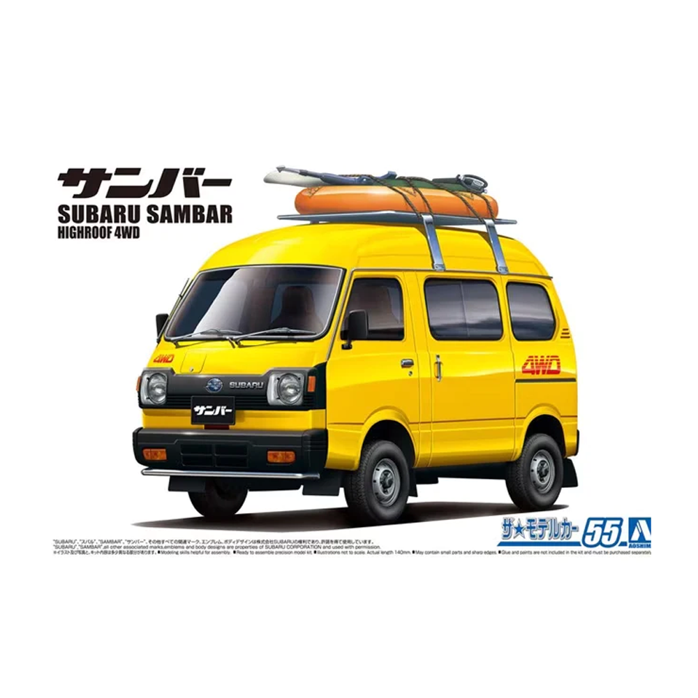 Aoshima: 1/24 SUBARU TT1 SAMBAR HIGH-ROOF 4WD '80 Scale Model Kit 