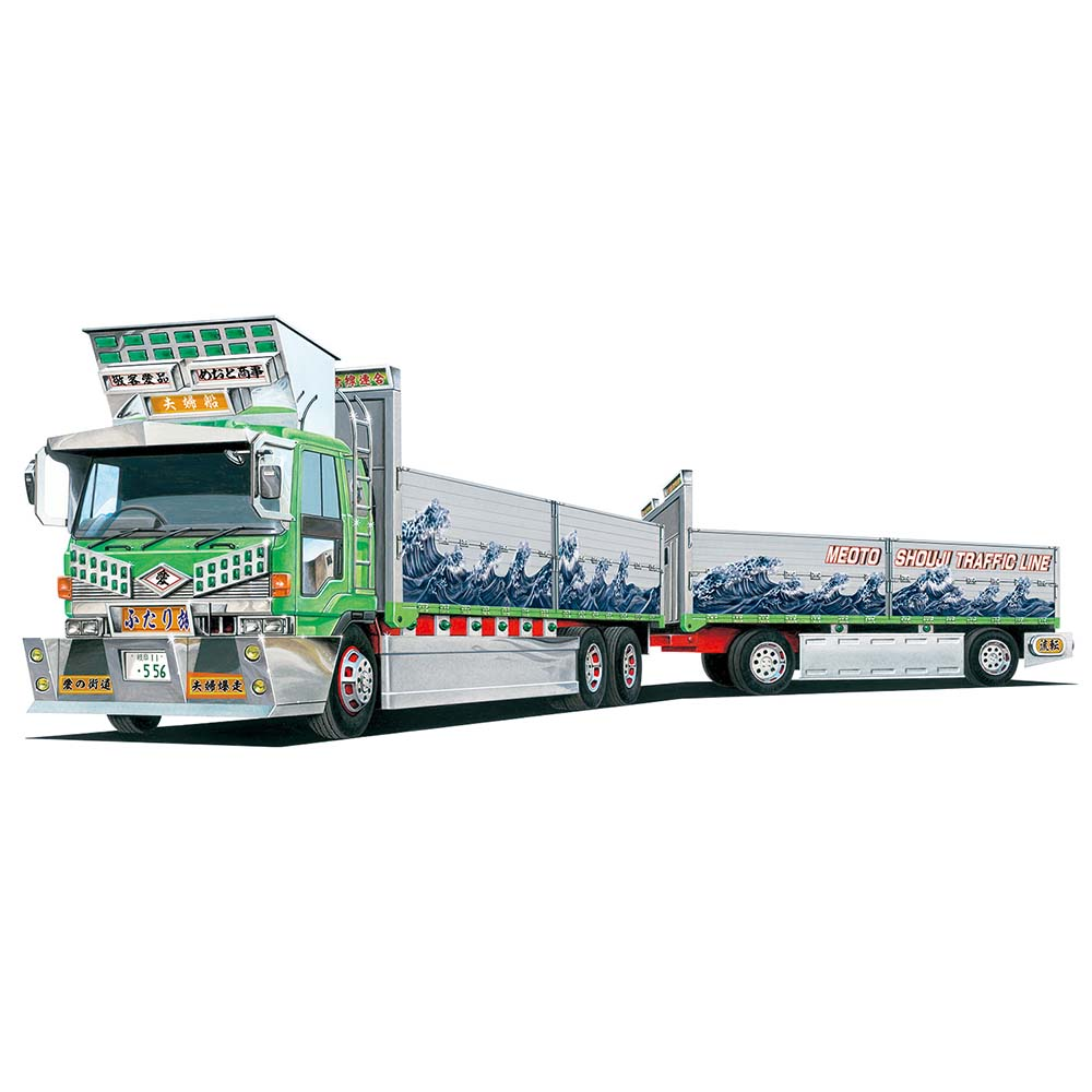 Aoshima: 1/64 Decoration Truck Mini Deco Next Fellow Traveler Truck and Trailer Scale Model Kit 