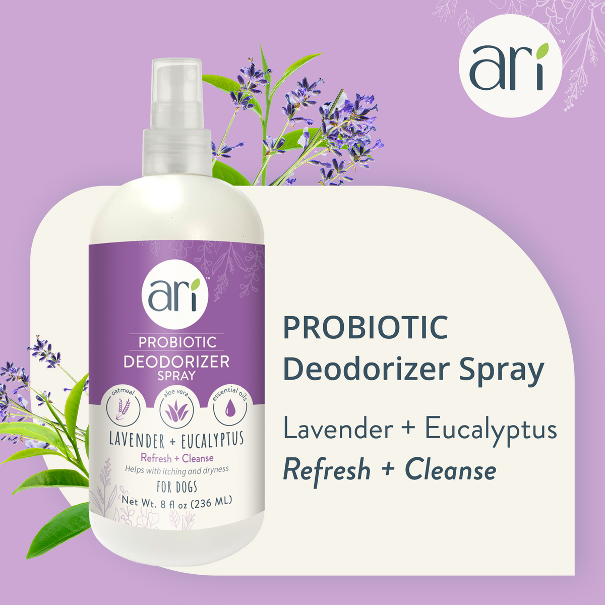 Desodorante en aerosol probiótico ARI – LAVANDA + EUCALIPTO