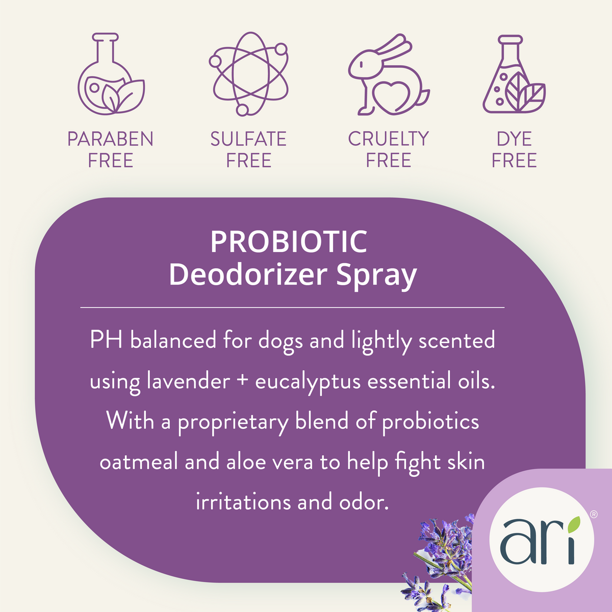 Desodorante en aerosol probiótico ARI – LAVANDA + EUCALIPTO