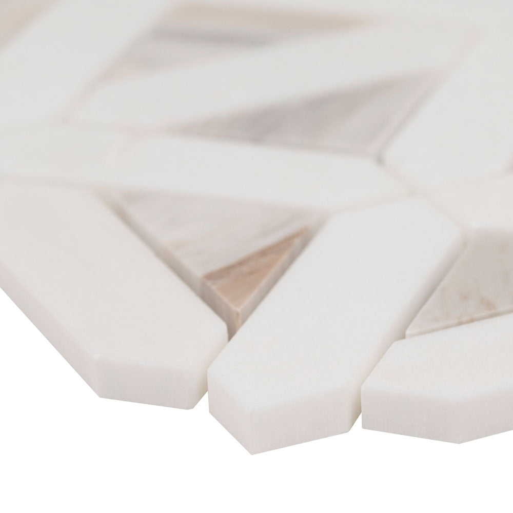 Mosaico geométrico de angora de mármol pulido de 30,5 x 30,5 cm con montaje en malla - Colección MSI