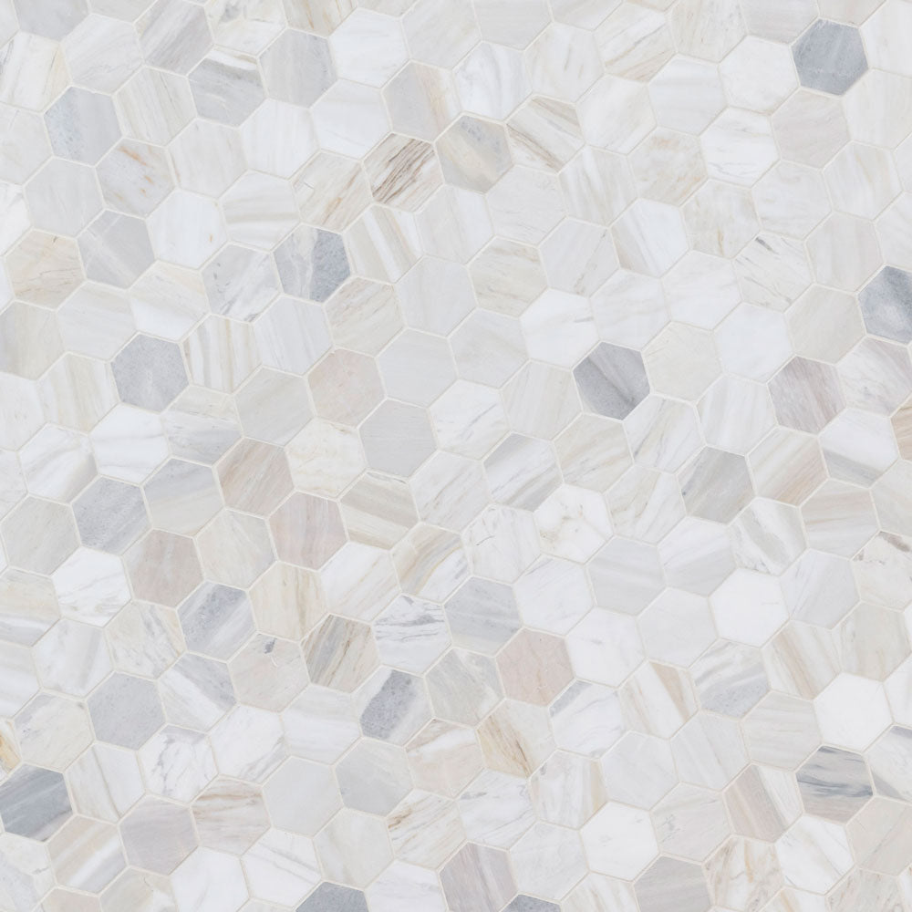 Athena Gold 12"x11.3" Marble 2" Hexagon Honed Mesh Mounted Mosaic Tile - MSI Collection